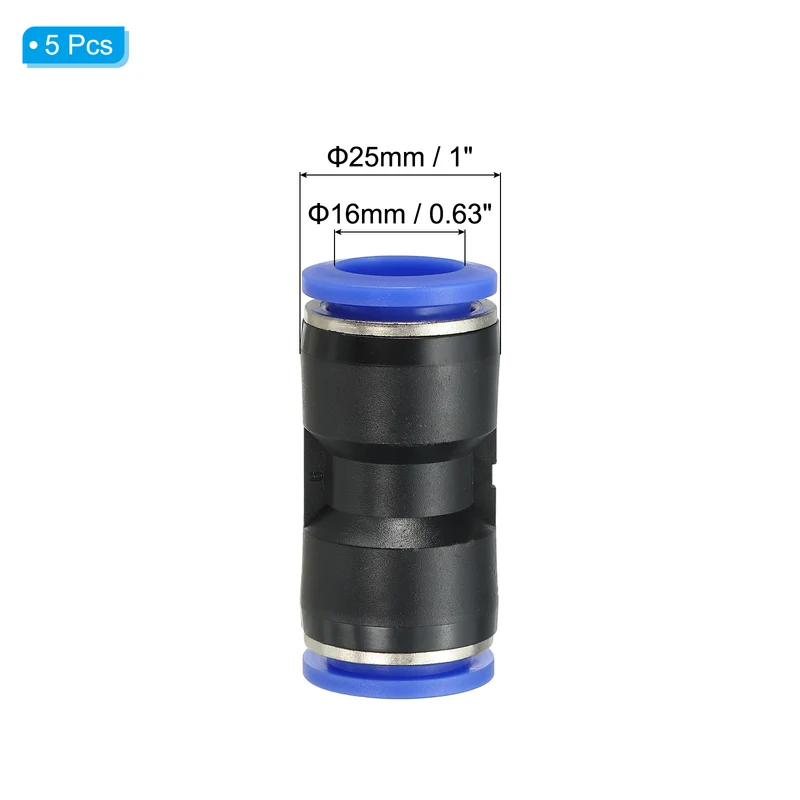 16mm Push to Connect Fitting Quick Release Pneumatic Connectors 5Pcs