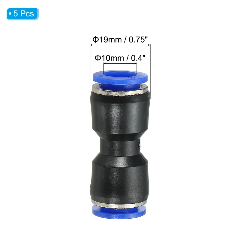 10mm Push to Connect Fitting Quick Release Pneumatic Connectors 5Pcs