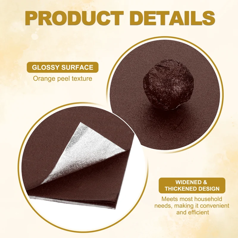 Foil Candy Wrappers 4x4 Inch, 100 Pcs Brown Orange Pattern Paper for Candy