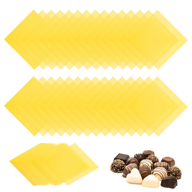 300 Pcs Candy Wrappers, 5 x 5 Inch Chocolate Wrap Paper for Lollipop, Yellow