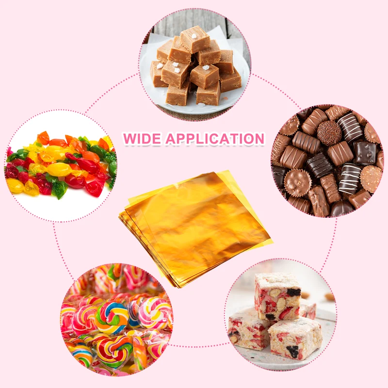 300 Pcs Candy Wrappers, 5 x 5 Inch Chocolate Wrap Paper for Lollipop, Yellow