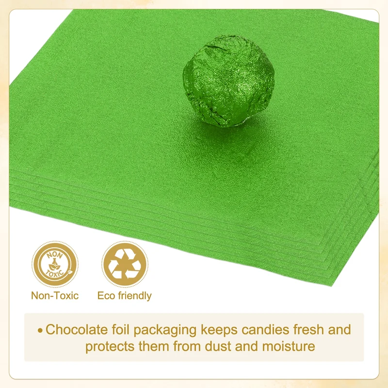 200 Pcs 4x4 Inch Foil Candy Wrappers Chocolate Wrapping Paper Dark Green
