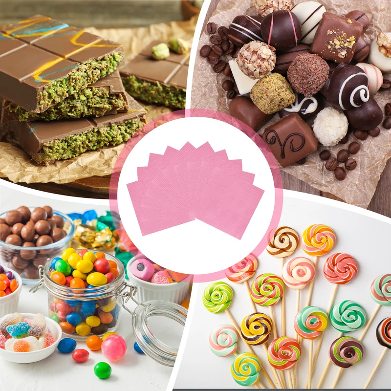 400 Pcs Candy Foil Wrappers, 3.1 x 3.1 Inch Chocolate Wrappers, Pink