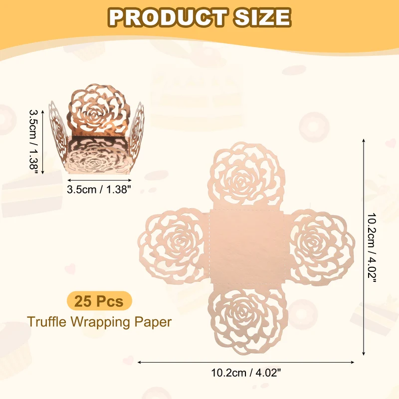 25PCS 4 Inch Truffle Wrappers for Wedding Birthday, Rose Gold