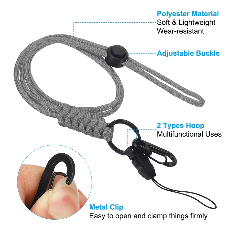 Neck Lanyard with Hook, Badge Lanyards Adjustable Long Strap ID Card Holder Keychains for Badge Holders