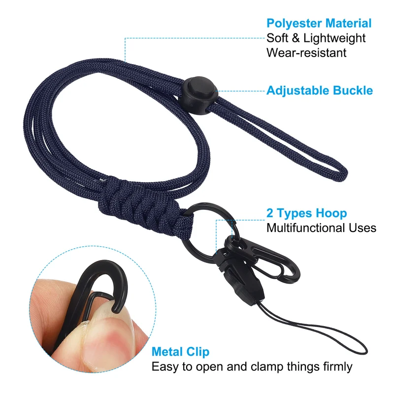 Neck Lanyard with Hook, Badge Lanyards Adjustable Long Strap ID Card Holder Keychains for Badge Holders