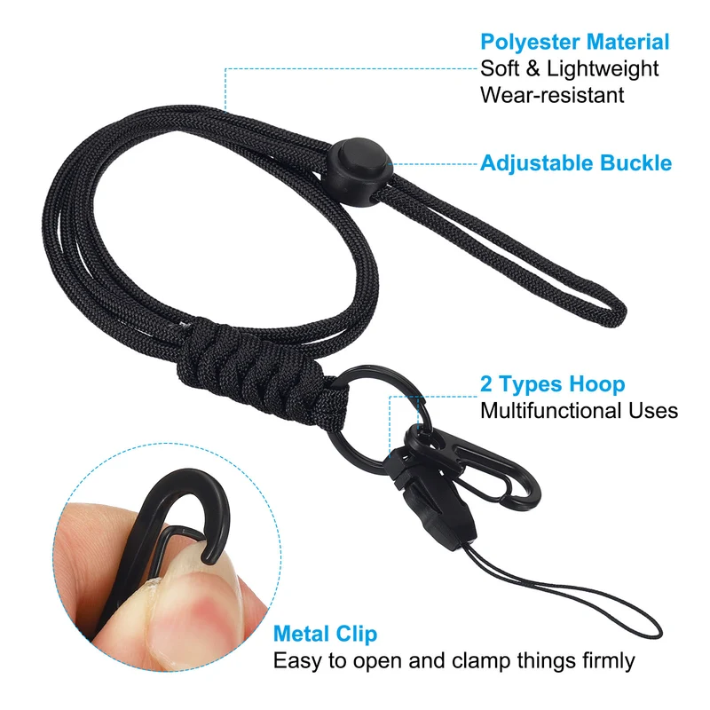 Neck Lanyard with Hook, Badge Lanyards Adjustable Long Strap ID Card Holder Keychains for Badge Holders