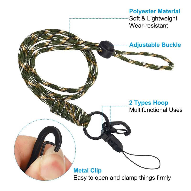 Neck Lanyard with Hook, Badge Lanyards Adjustable Long Strap ID Card Holder Keychains for Badge Holders