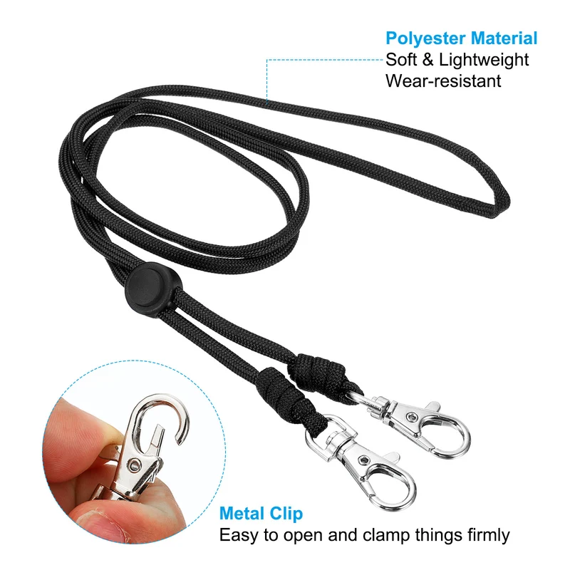 Neck Lanyard with Hook, Badge Lanyards Adjustable Long Strap ID Card Holder Keychains for Badge Holders