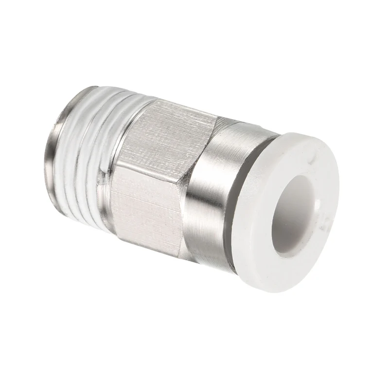 G1/8 Push to Fit 5mm OD Hose Connect Fittings, Straight Coupling Adapter for Gas Pneumatic Air Flow Transition, White & Silver Tone