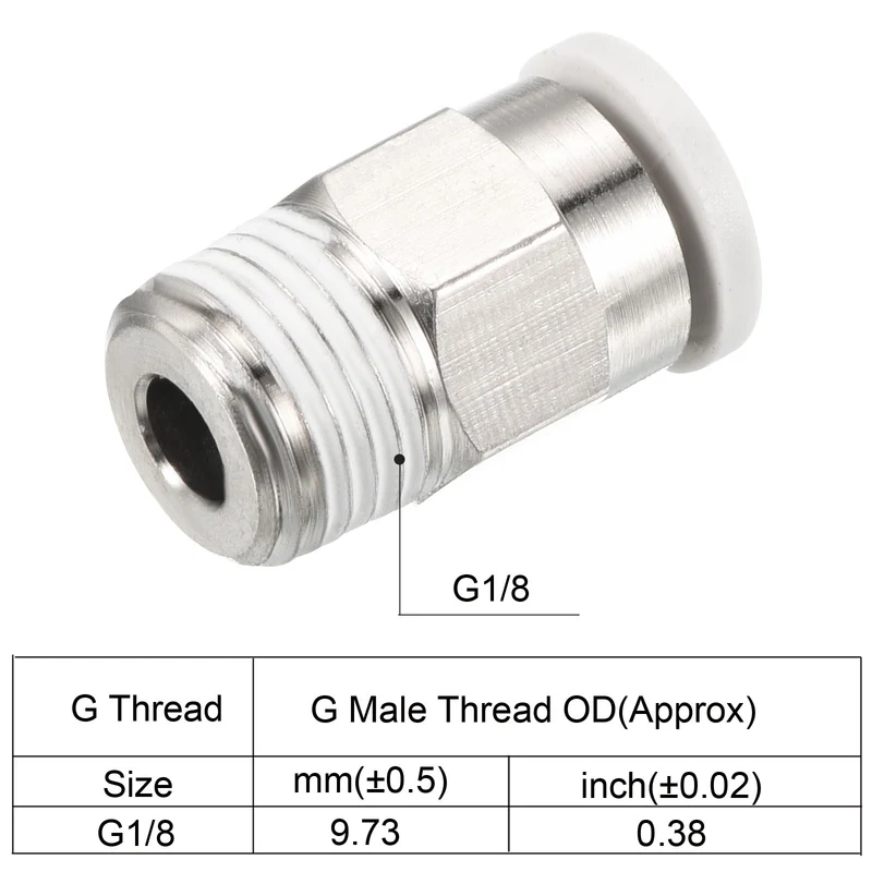 G1/8 Push to Fit 5mm OD Hose Connect Fittings, Straight Coupling Adapter for Gas Pneumatic Air Flow Transition, White & Silver Tone