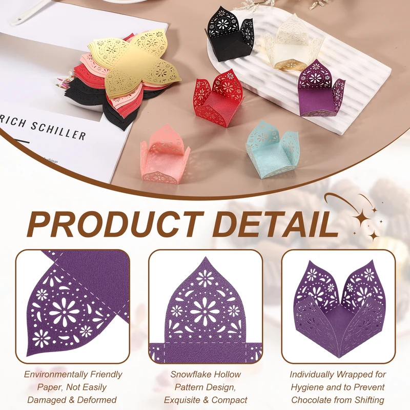 30Pcs 1.4x1.4" Snowflake Truffle Wrapper Cupcake Liners for Decor, Dark Purple