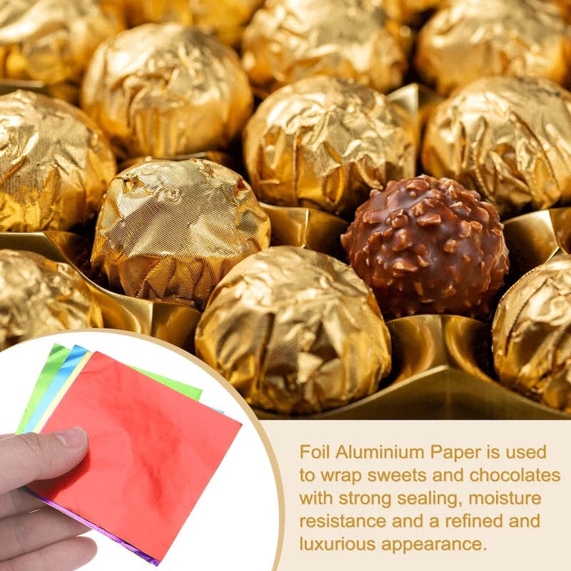 100 x Gold Metallic Foil Paper, 3x3" Glossy Texture Wrapping Paper
