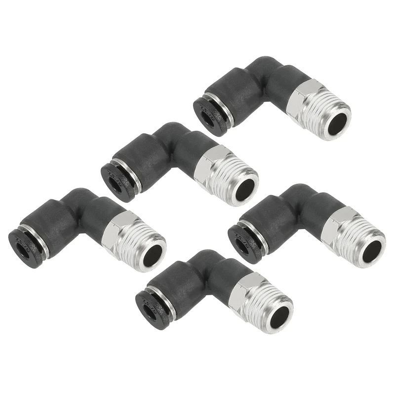 5 Pcs Male Elbow 5/32" Tubing OD x 1/8" NPT Thread 90 Push to Connect Fittings
