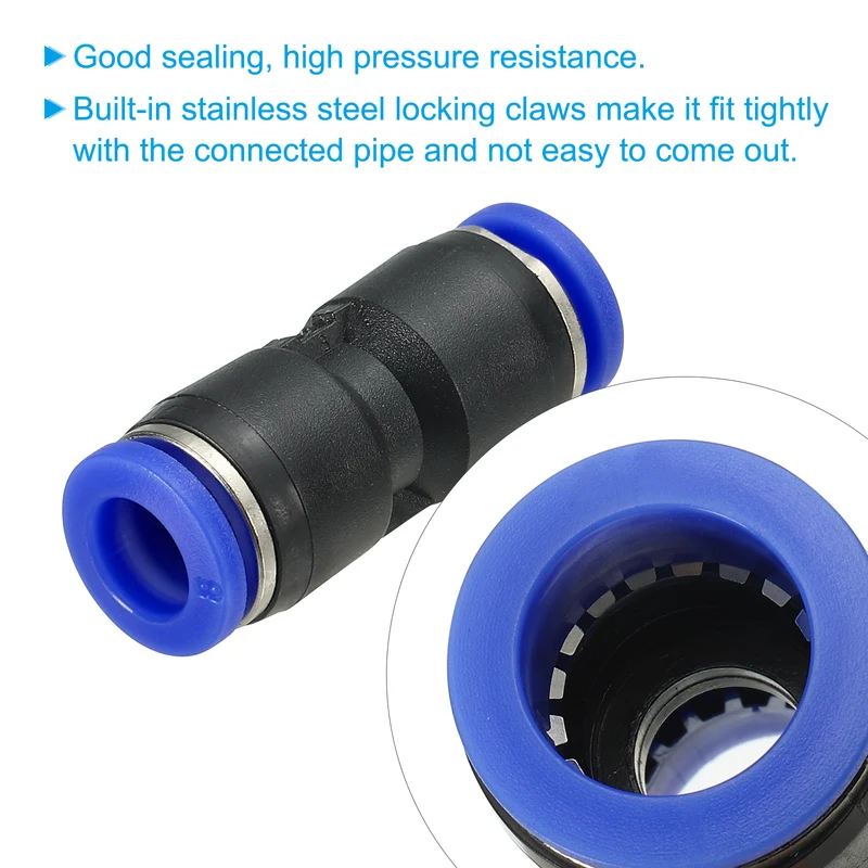 8mm Push to Connect Fitting Quick Release Pneumatic Connectors 5Pcs