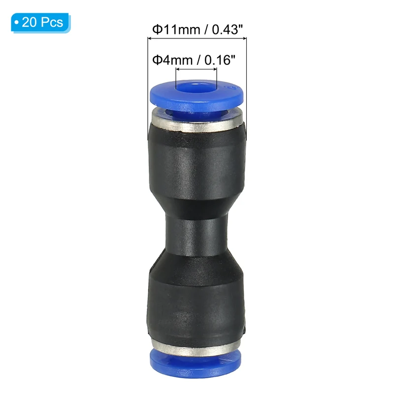 4mm Push to Connect Fitting Quick Release Pneumatic Connectors 20Pcs