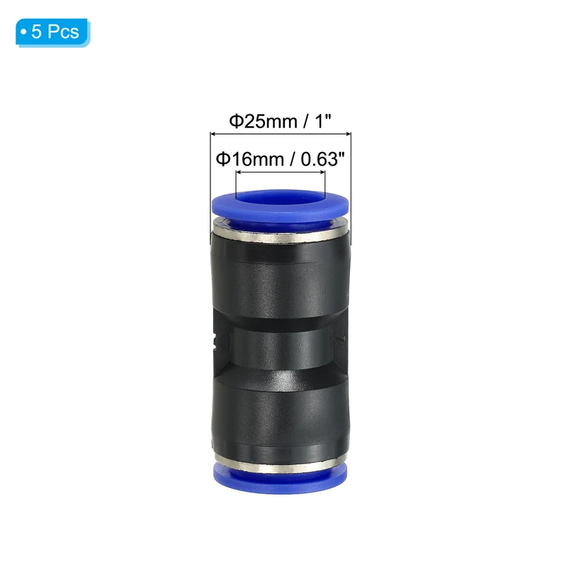 5/8 Inches Push to Connect Fitting Quick Release Pneumatic Connectors 5Pcs
