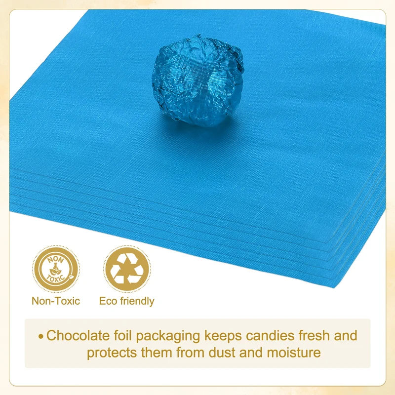 Foil Candy Wrappers 5x5 Inch, 100 Pcs Blue Fine Grid Paper for DIY Chocolate