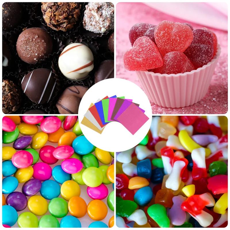 Foil Candy Wrappers 5x5 Inch, 100 Pcs Light Purple Glossy Paper for Chocolate