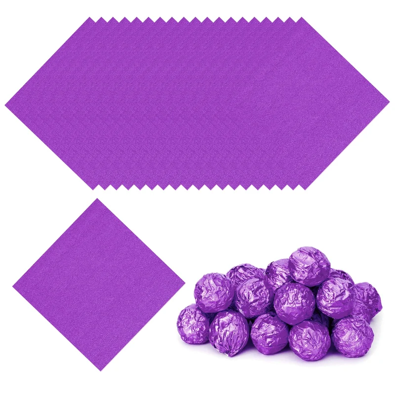 200 Pcs 5x5 Inch Foil Candy Wrappers Chocolate Wrapping Paper Dark Purple