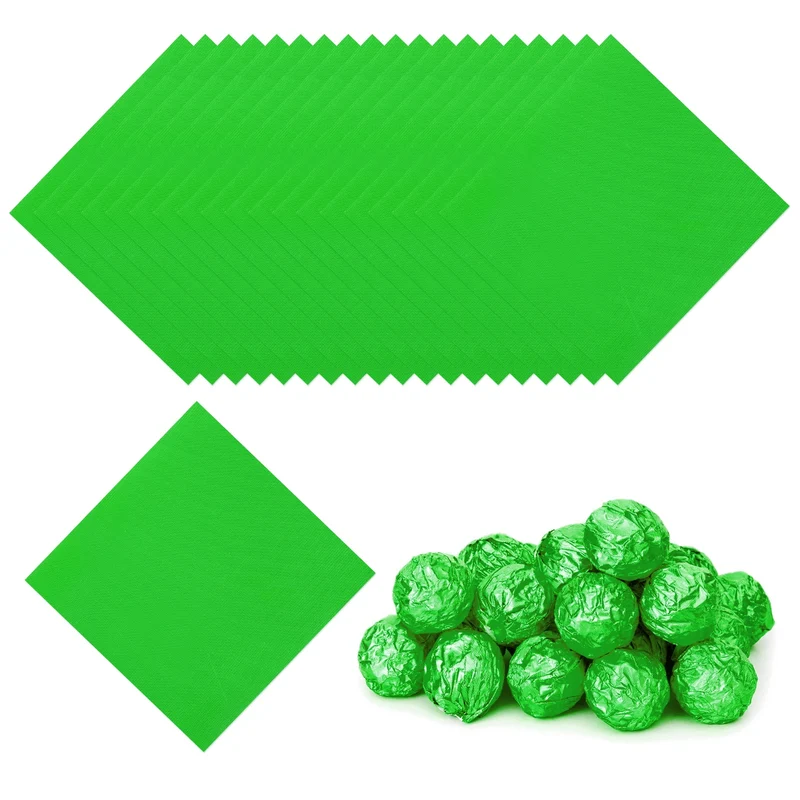 200 Pcs 4x4 Inch Foil Candy Wrappers Chocolate Wrapping Paper Light Green