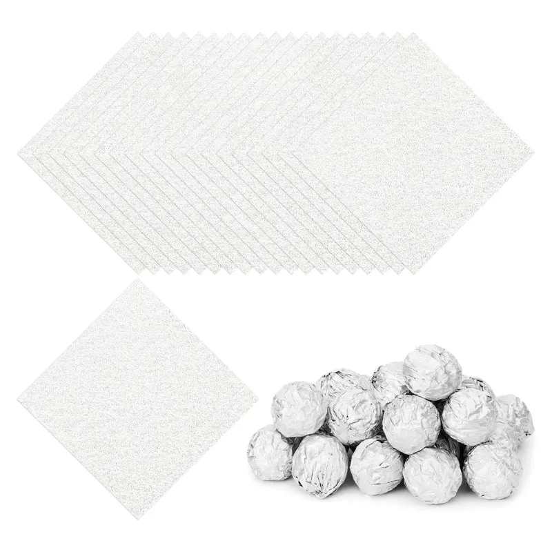 Foil Candy Wrappers 4x4 Inch, 100 Pcs Silver Orange Pattern Paper for Candy