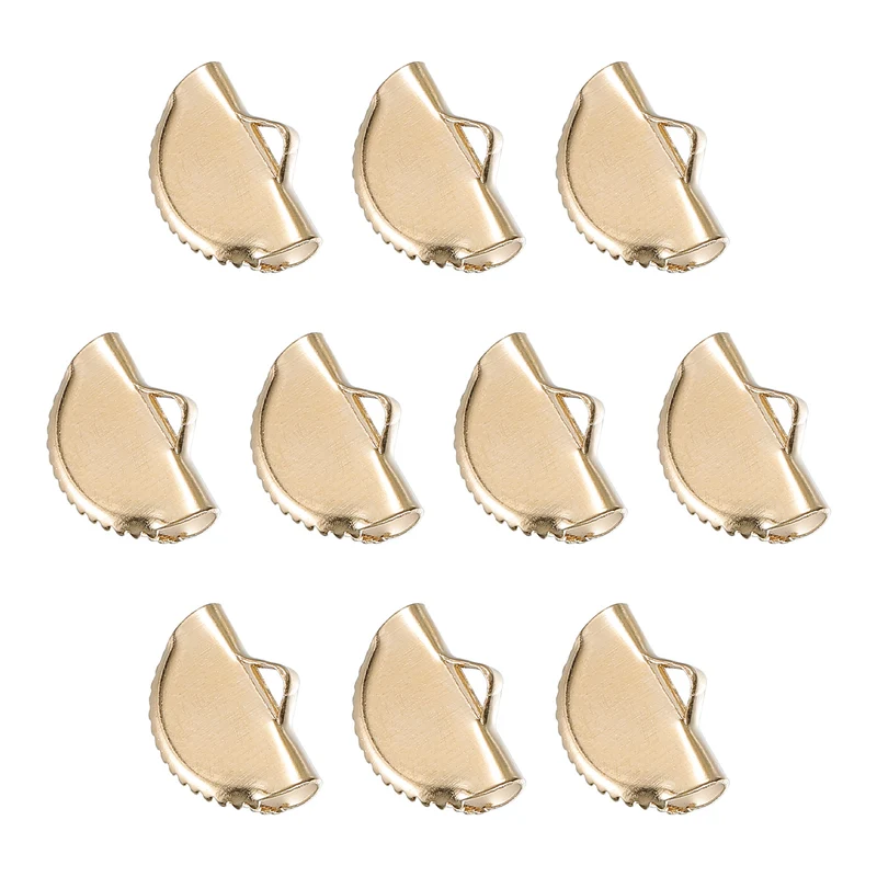 Uxcell Ribbon Crimp Clamp Ends, Half Round Bookmark Pinch Cord End Clasps for Craft Making