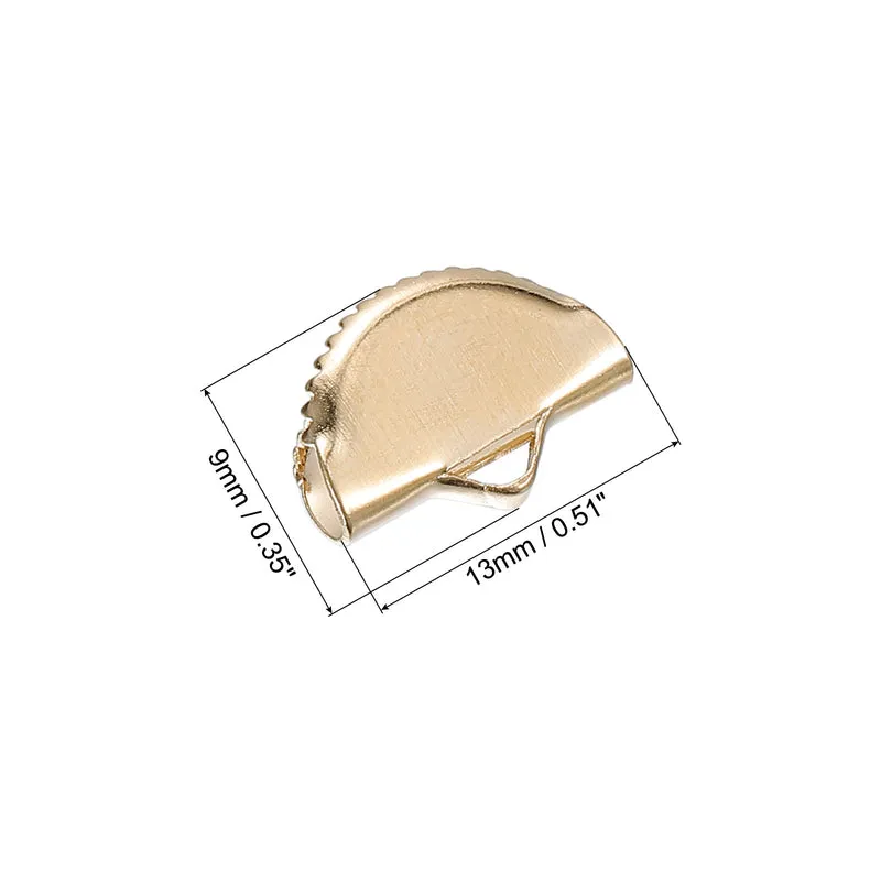 Uxcell Ribbon Crimp Clamp Ends, Half Round Bookmark Pinch Cord End Clasps for Craft Making