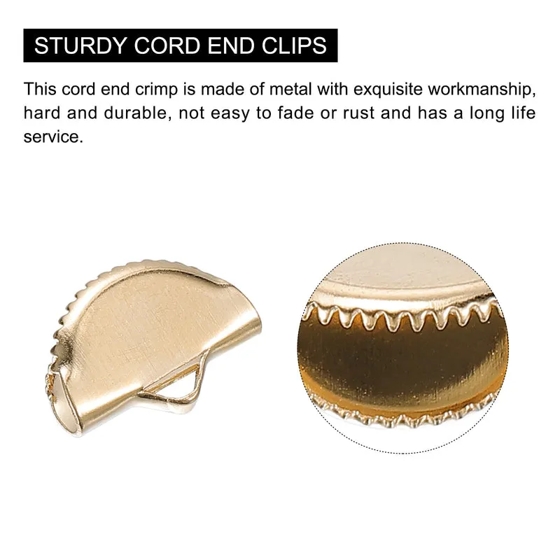 Uxcell Ribbon Crimp Clamp Ends, Half Round Bookmark Pinch Cord End Clasps for Craft Making