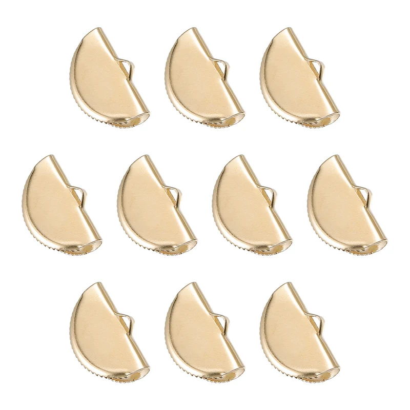 Uxcell Ribbon Crimp Clamp Ends, Half Round Bookmark Pinch Cord End Clasps for Craft Making