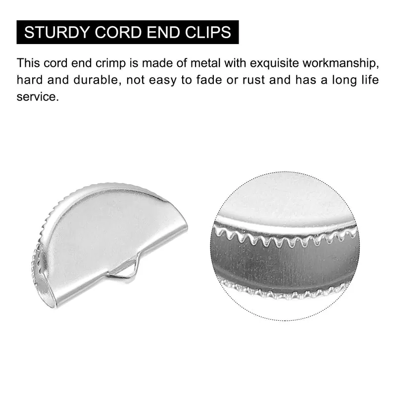 Uxcell Ribbon Crimp Clamp Ends, Half Round Bookmark Pinch Cord End Clasps for Craft Making
