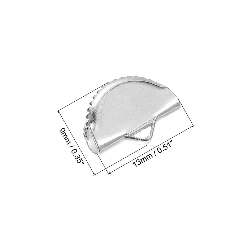 Uxcell Ribbon Crimp Clamp Ends, Half Round Bookmark Pinch Cord End Clasps for Craft Making