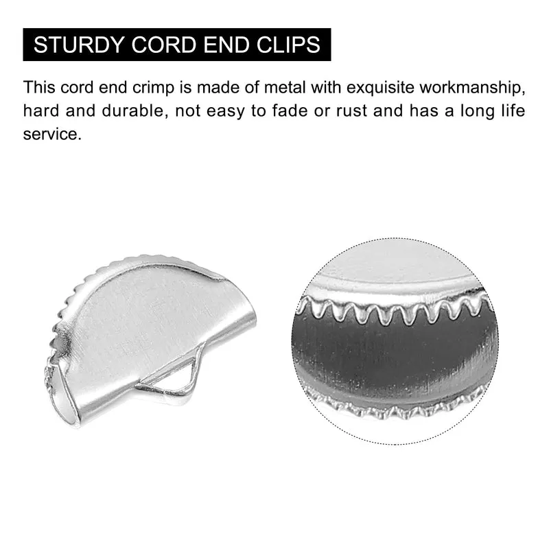 Uxcell Ribbon Crimp Clamp Ends, Half Round Bookmark Pinch Cord End Clasps for Craft Making