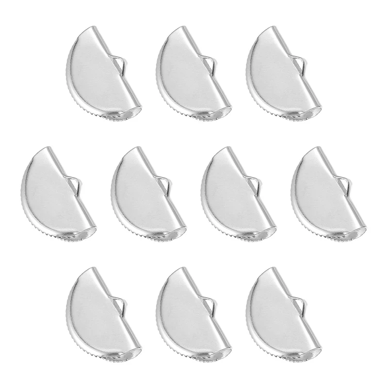 Uxcell Ribbon Crimp Clamp Ends, Half Round Bookmark Pinch Cord End Clasps for DIY Craft Making