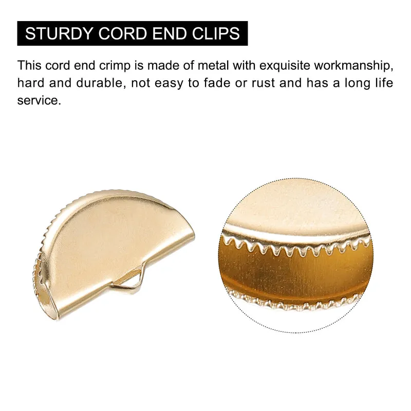 Uxcell Ribbon Crimp Clamp Ends, Half Round Bookmark Pinch Cord End Clasps for DIY Craft Making
