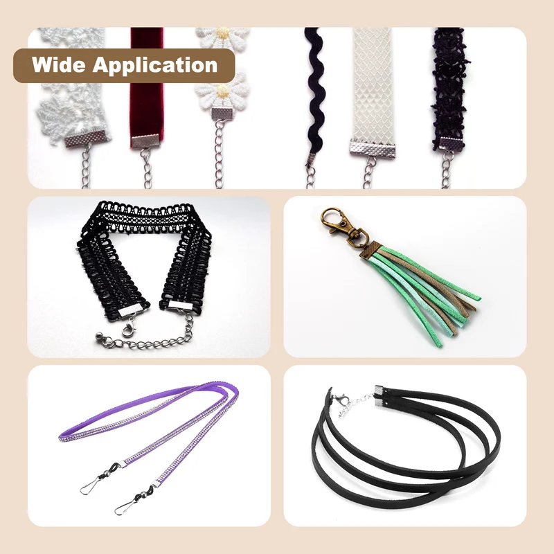 Uxcell Ribbon Crimp Clamp Ends, Half Round Bookmark Pinch Cord End Clasps for DIY Craft Making