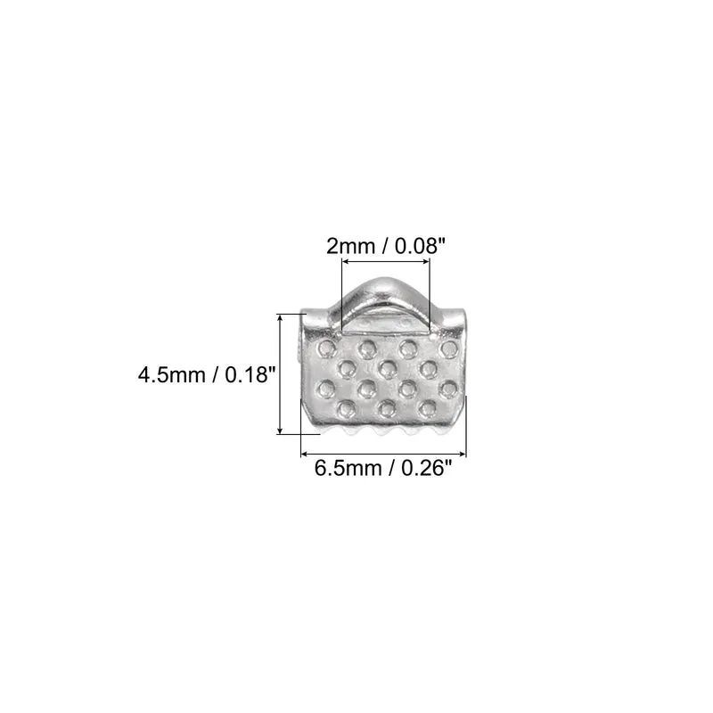 Uxcell Ribbon End Crimp Clamps, Pointed Texture Stainless Steel Pinch Cord End Clasp for DIY Bracelet Making