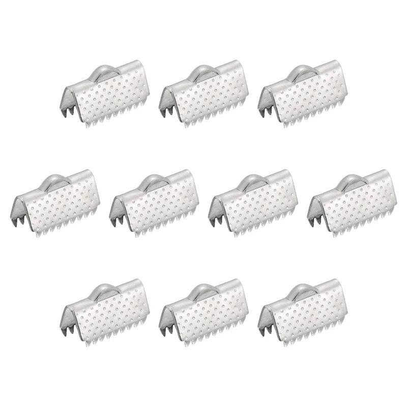 Uxcell Ribbon End Crimp Clamps, Pointed Texture Stainless Steel Pinch Cord End Clasp for DIY Bracelet Making