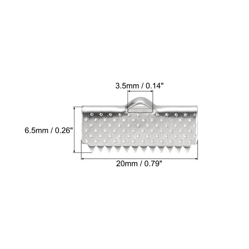 Uxcell Ribbon End Crimp Clamps, Pointed Texture Stainless Steel Pinch Cord End Clasp for DIY Bracelet Making