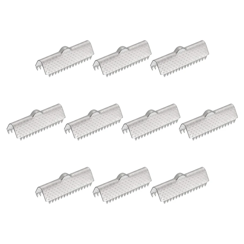 Uxcell Ribbon End Crimp Clamps, Pointed Texture Stainless Steel Pinch Cord End Clasp for DIY Bracelet Making