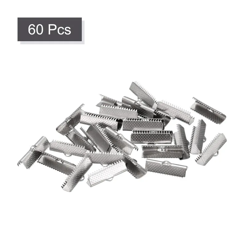 Uxcell Ribbon End Crimp Clamps, Pointed Texture Stainless Steel Pinch Cord End Clasp for DIY Bracelet Making