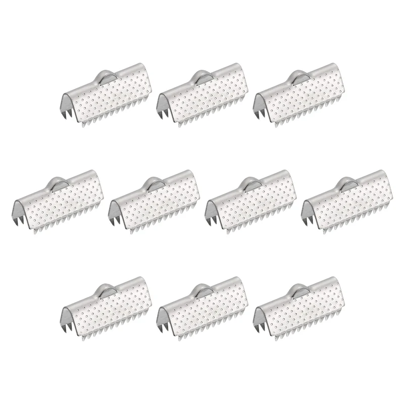 Uxcell Ribbon End Crimp Clamps, Pointed Texture Stainless Steel Pinch Cord End Clasps for DIY Bracelet Making