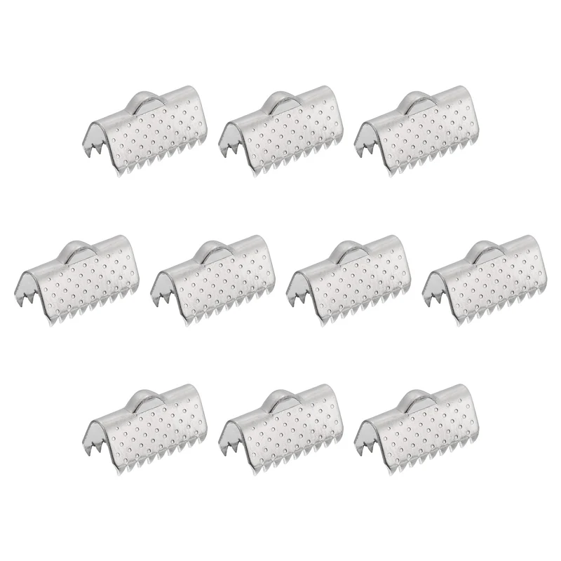 Uxcell Ribbon End Crimp Clamps, Pointed Texture Stainless Steel Pinch Cord End Clasps for DIY Bracelet Making