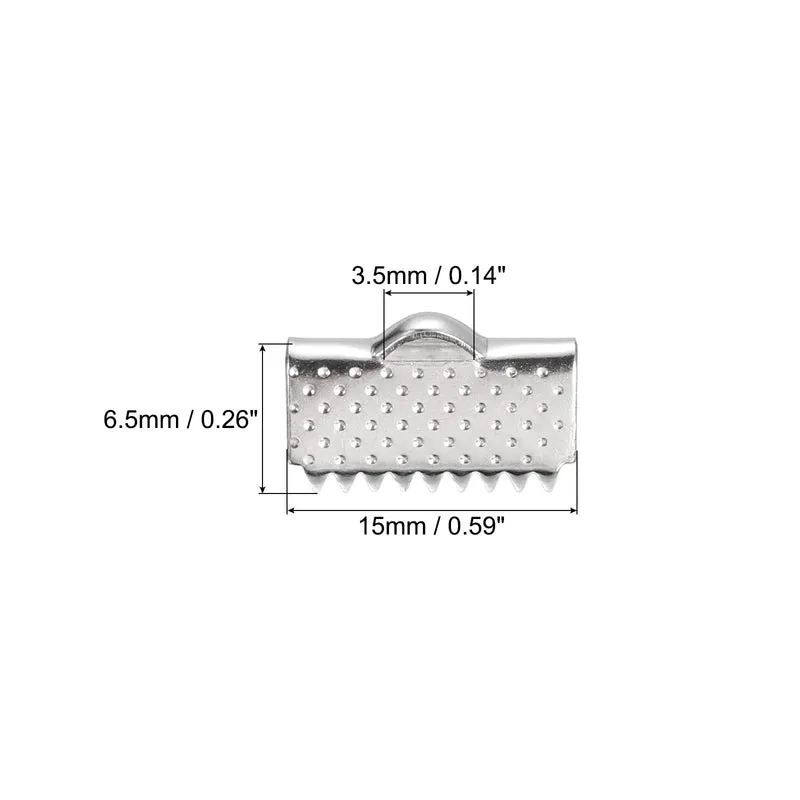 Uxcell Ribbon End Crimp Clamps, Pointed Texture Stainless Steel Pinch Cord End Clasps for DIY Bracelet Making