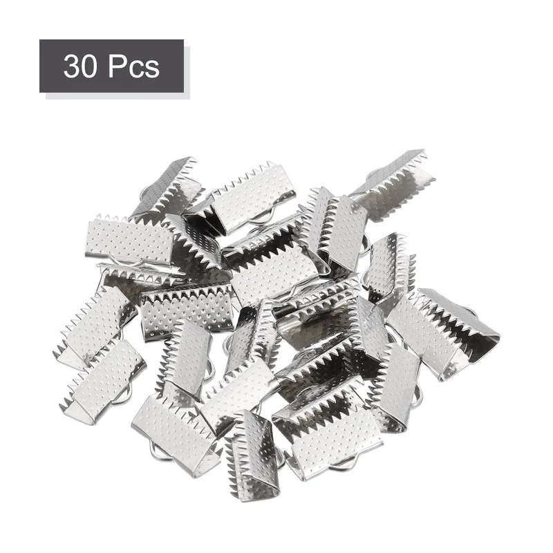 Uxcell Ribbon End Crimp Clamps, Pointed Texture Stainless Steel Pinch Cord End Clasps for DIY Bracelet Making