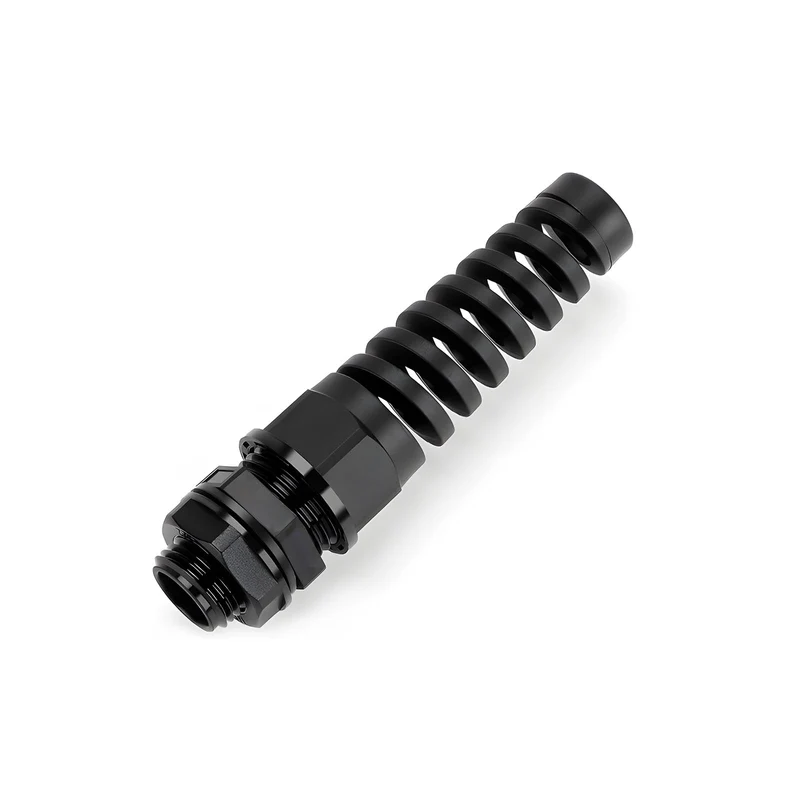 Long Type Cable Gland, Spring Strain Relief, Nylon, IP69, 5 Pcs