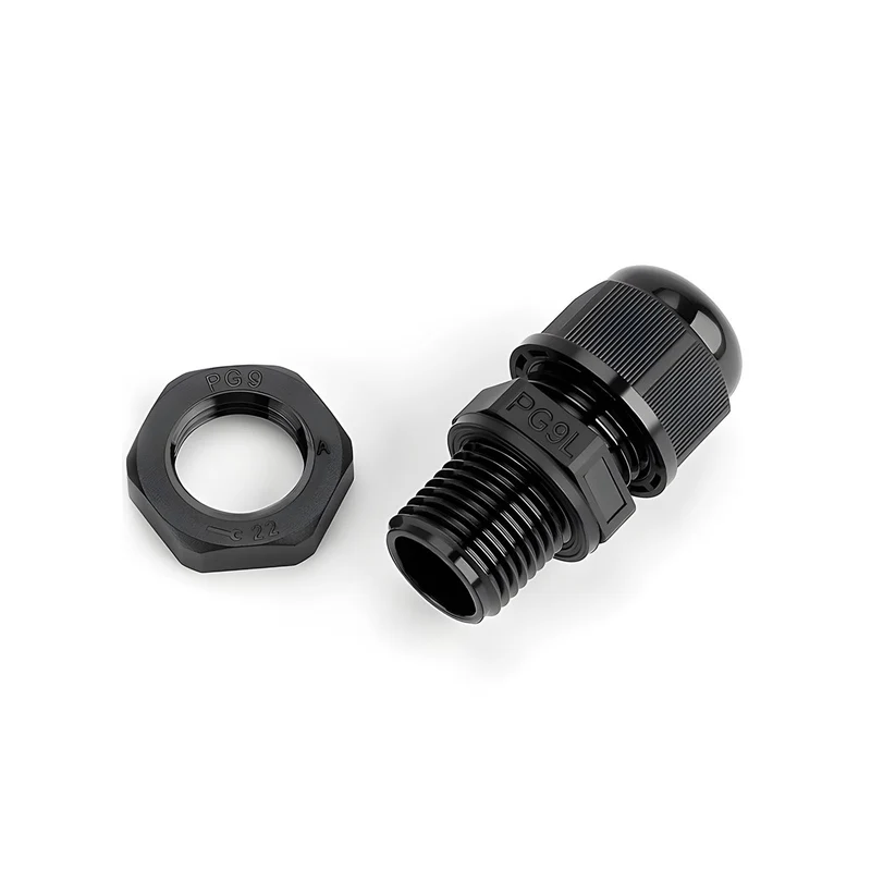 Waterproof Cable Gland, Nylon Cord Connector with EPDM Seal, IP69, Black