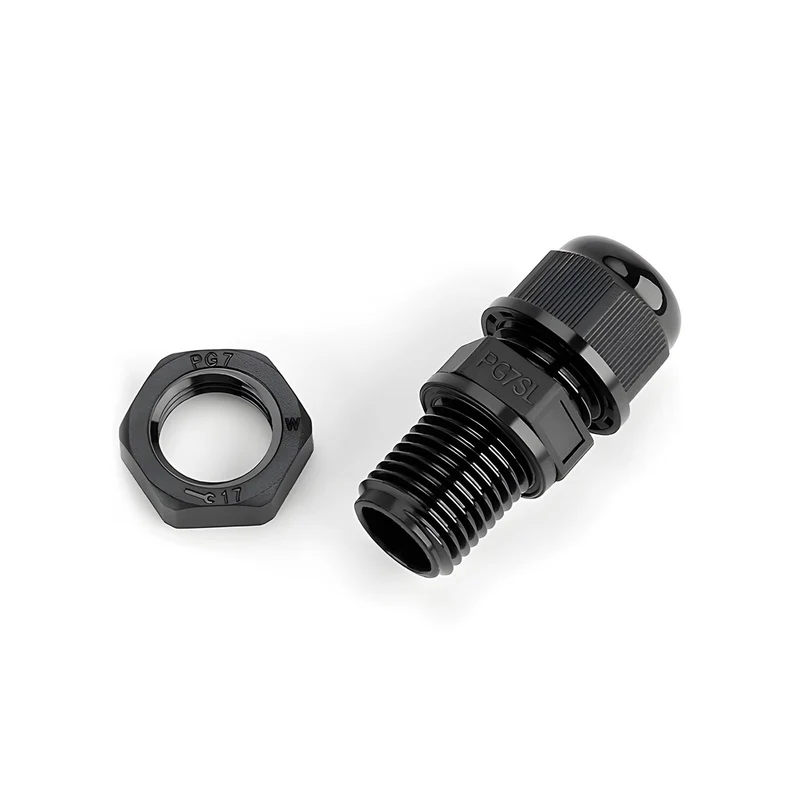 Waterproof Cable Gland, Nylon Cord Connector with EPDM Seal, IP69, Black