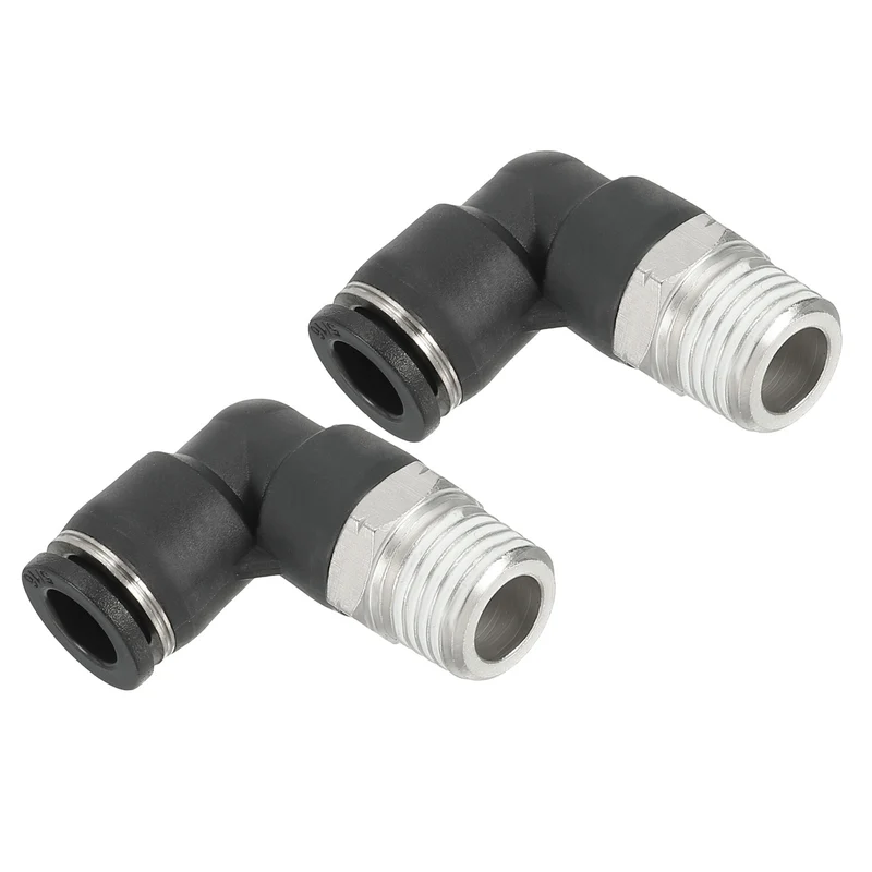 2 Pcs Male Elbow 5/16" Tubing OD x 1/4" NPT Thread 90 Push to Connect Fittings