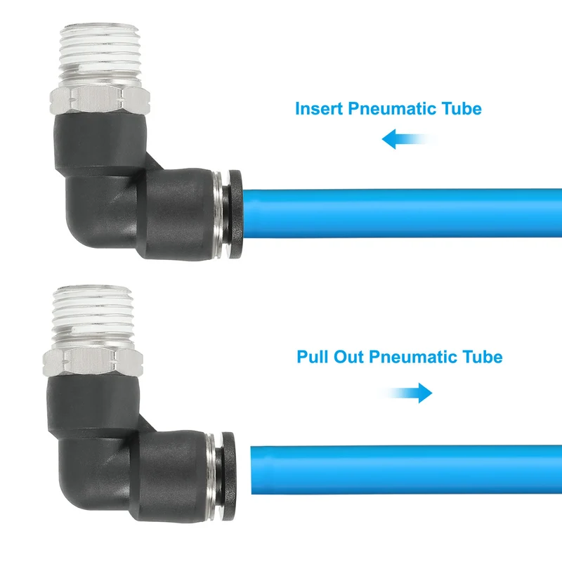 2 Pcs Male Elbow 5/16" Tubing OD x 1/4" NPT Thread 90 Push to Connect Fittings